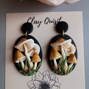 Mushroom Earrings Handmade Polymer Clay Earrings Dangle Magic Mushroom Earrings Cottage Core Jewelry Mushroom Gifts 2" long Hypoallergenic