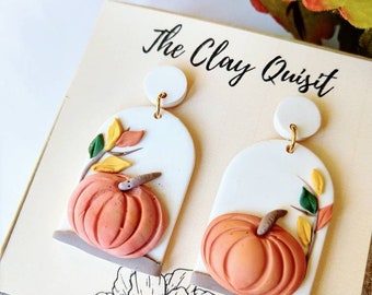 Pumpkin Clay Earrings - Fall Clay Earrings - Handmade polymer clay earrings - Nickel free