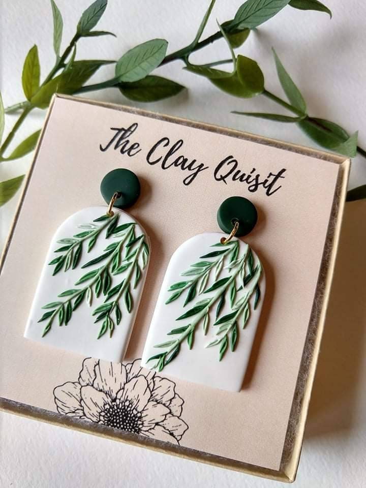 Polymer clay cheap leaf earrings