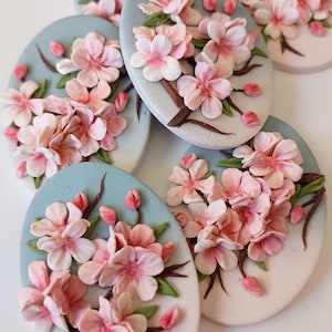 Cherry Blossom Earrings Handmade Polymer Clay