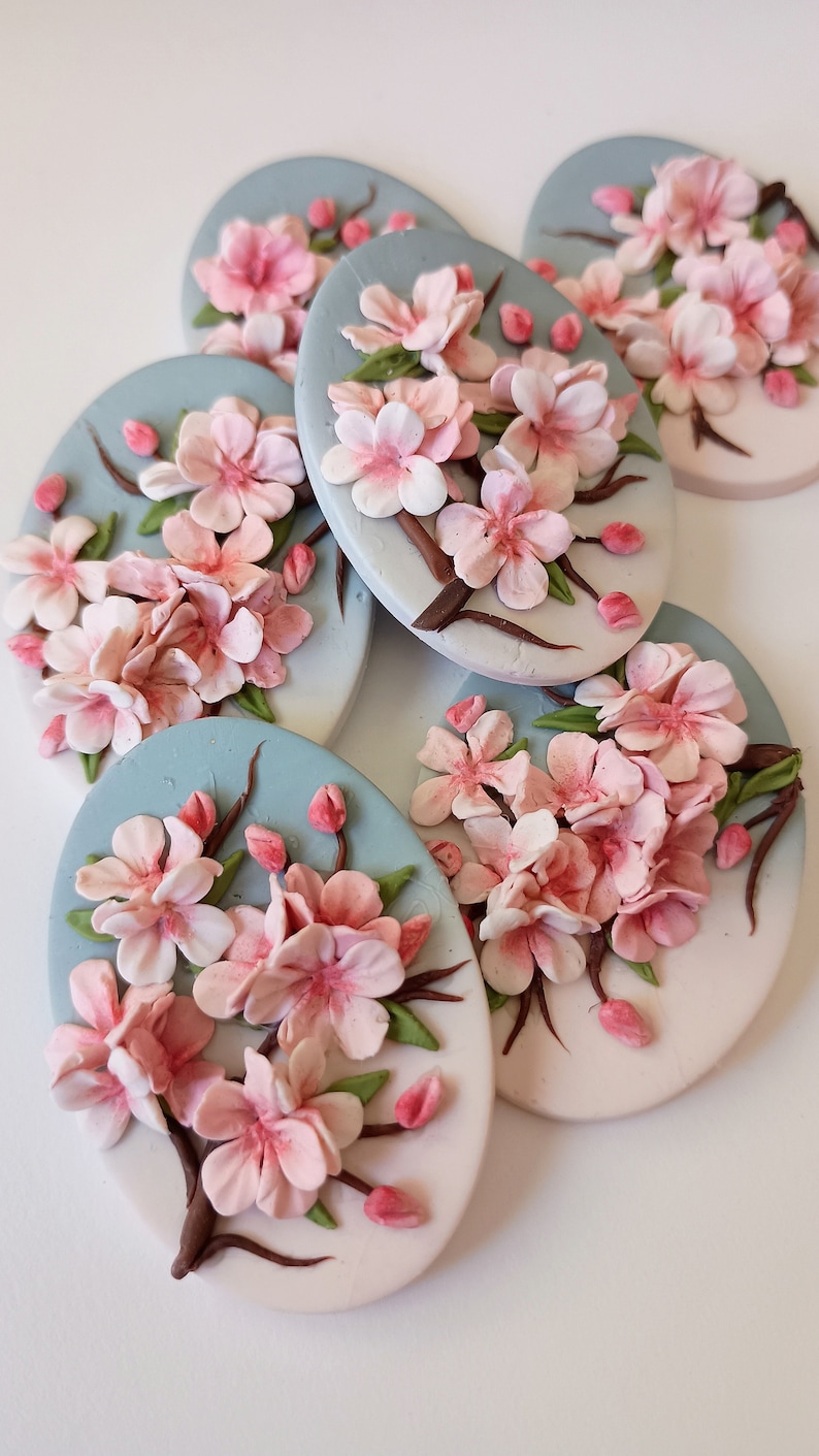 Cherry Blossom Earrings Handmade Polymer Clay
