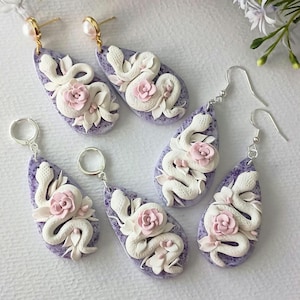 Schlange Ohrringe Baumeln Witchy Ohrringe Ästhetische handgemachte Polymer Clay Ohrringe Cottage Kern Geschenk für sie wunderliche Ohrring Schmuck Geschenkidee