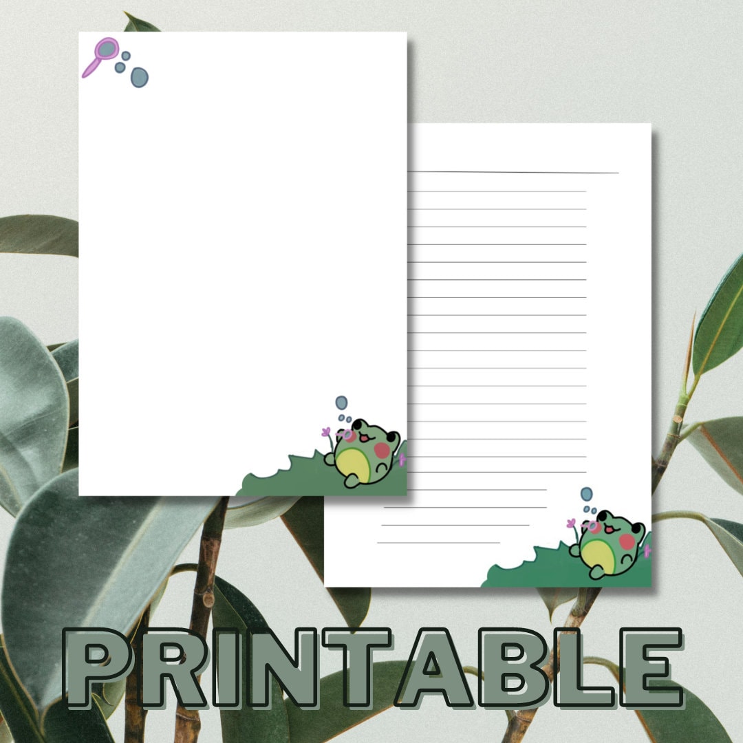 Kawaii Bubble Frog Stationery Printable 8.5 X 11 Inches Journal Paper ...