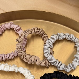 100% Silk Scrunchies | Silk | Silk Skinny Scrunchies | Silk Skinny Hair Ties | Skinny Scrunchie Pack | Pure Mulberry Silk
