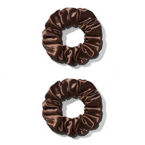 100% Mulberry Silk Hair Scrunchie, gift for her, brown scrunchie, set of 2