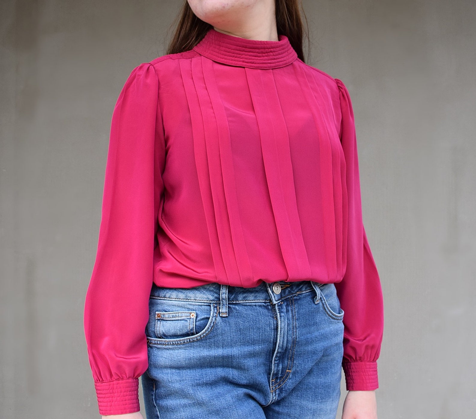 Vintage Cyclamen Blouse With Shoulder Pads 1970s 70s Woman - Etsy
