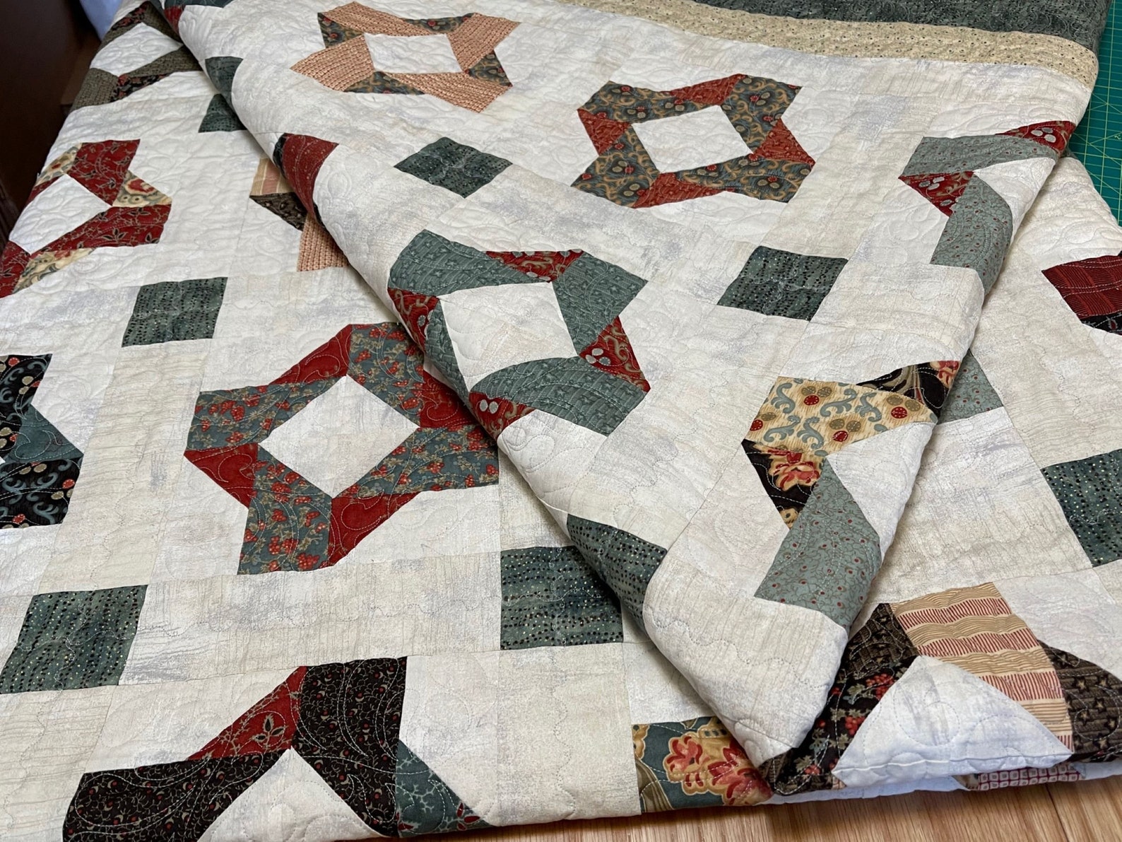 Square Knot Quilt Pattern as a Finished Quilt Using Moda Etsy