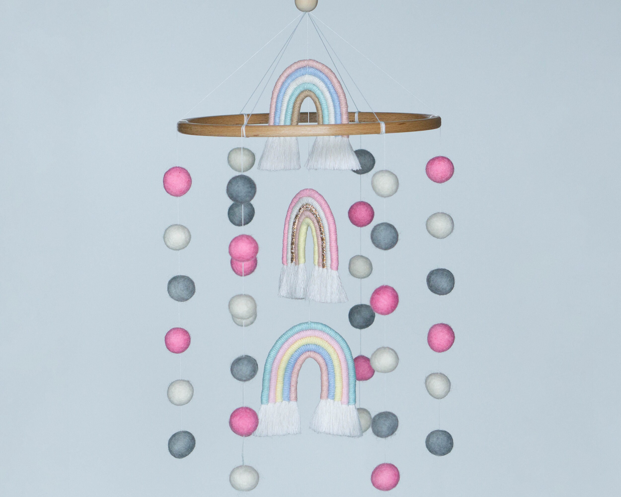 DIY Handwerk KIT Regenbogen Baby Mobile Makramee