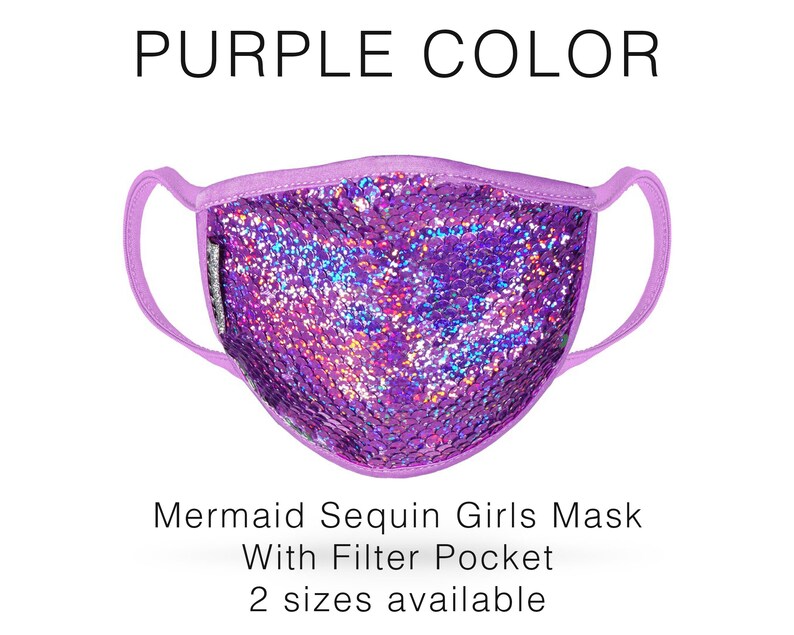 Kids Glitter Face Mask Child Bling Face Mask Mermaid Sequin Etsy