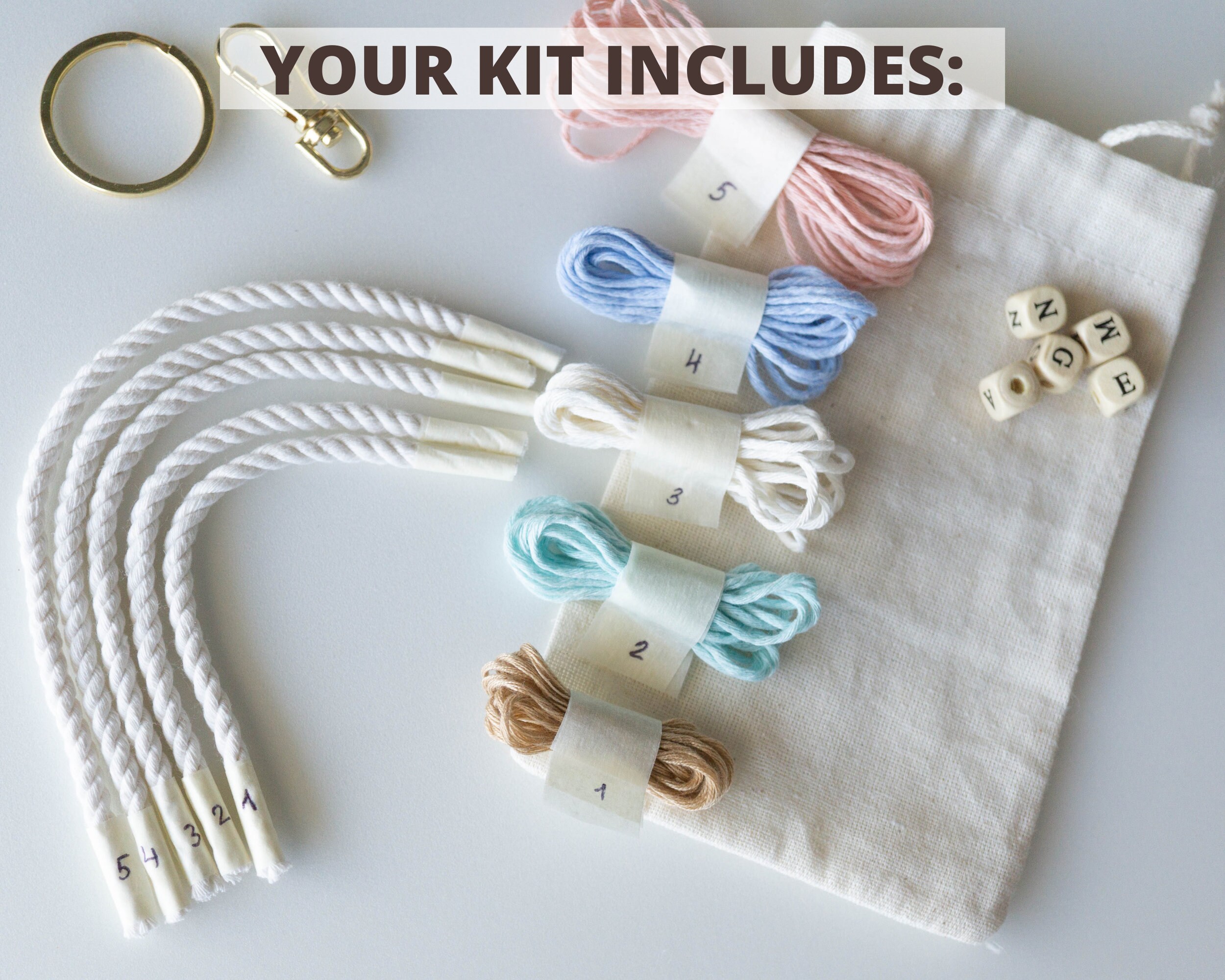 DIY keychain KIT Macrame Keychain Personalize Custom macrame Etsy