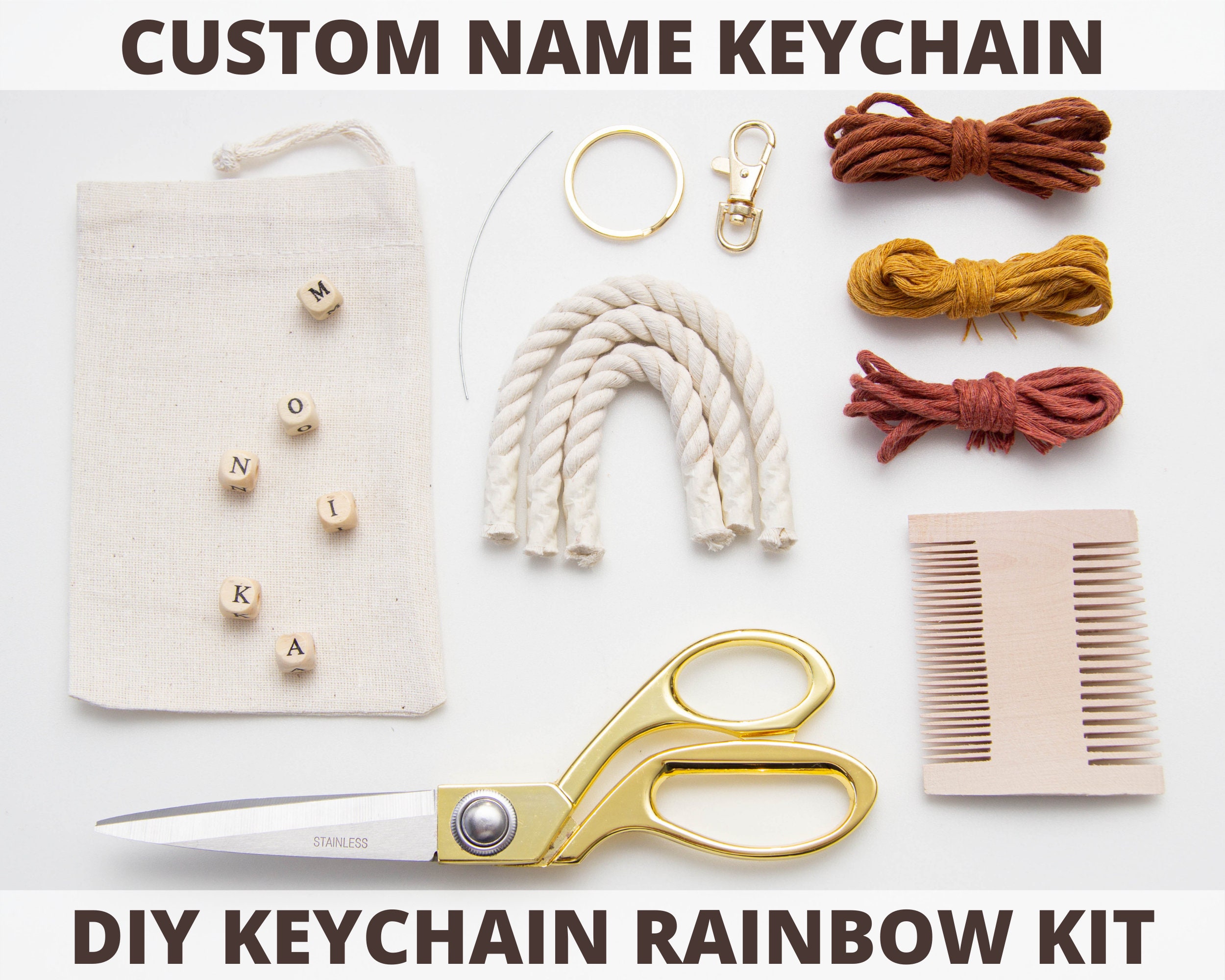 Macrame Keychain Kit Macrame Keychain Personalize DIY Etsy