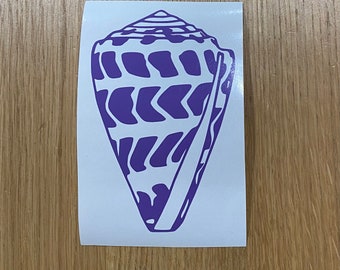 Hebrew Cone Shell Vinyl Decal Sticker, Ocean Beach Coastal Seashell Seashore Salt Life Diving Snorkeling Scuba Fishing Car Truck Boat Window