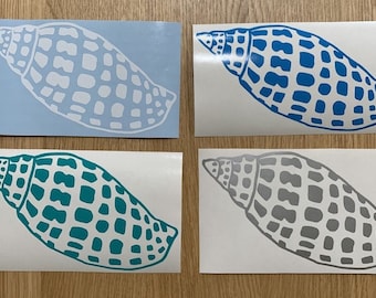 Adhesivo de vinilo con forma de concha de Junonia, playa, costa, concha marina, vida marina, buceo, esnórquel, pesca, coche, camión, barco, ventana