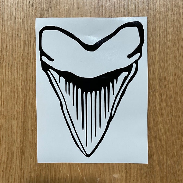 Megalodon Shark Tooth Vinyl Decal Sticker, Ocean Beach Coastal Fossil Salt Life Diving Snorkeling Scuba Fishing Car Truck Boat