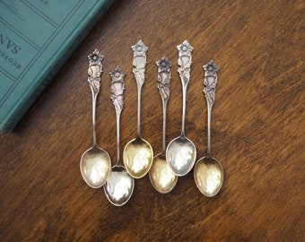 Set of six vintage teaspoons | Vintage alpacca silver teaspoons | Matching teaspoons | Floral teaspoon set | Vintage alpacca teaspoons