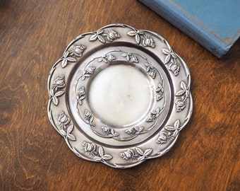 Set aus zwei Vintage-Alpacca-Silbertellern | Alpacca-Silberplatten | Vintage Alpacca Teller | Set aus zwei kleinen Vintage-Tabletts