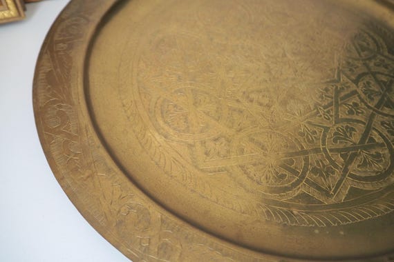 Vintage Brass Tray | Large Brass Wall Plate | Vintage Brass Wall