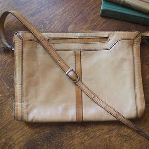 Vintage Leder Umhängetasche | Vintage Ledertasche | Hellbraune Ledertasche | Vintage Handtasche