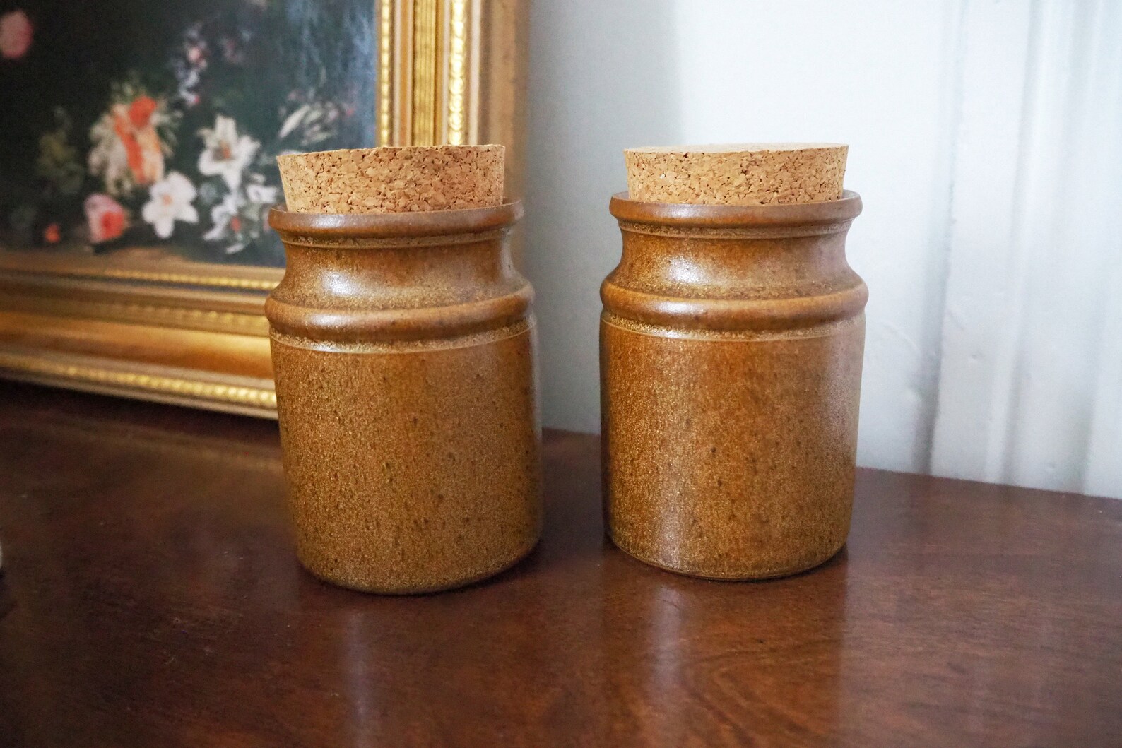 Set of Two Vintage Stoneware Jars Ceramic Jars With Cork Etsy