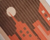 Vintage wall hanging | Large wall hanging | Vintage skyline wall hanging | Scandinavian woven textile | Made in Finland | Hanhisalon kutomo