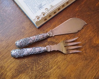 Vintage alpacca silver serving utensils | Alpacca silver serving utensils | Vintage serving set | 1950s serving set