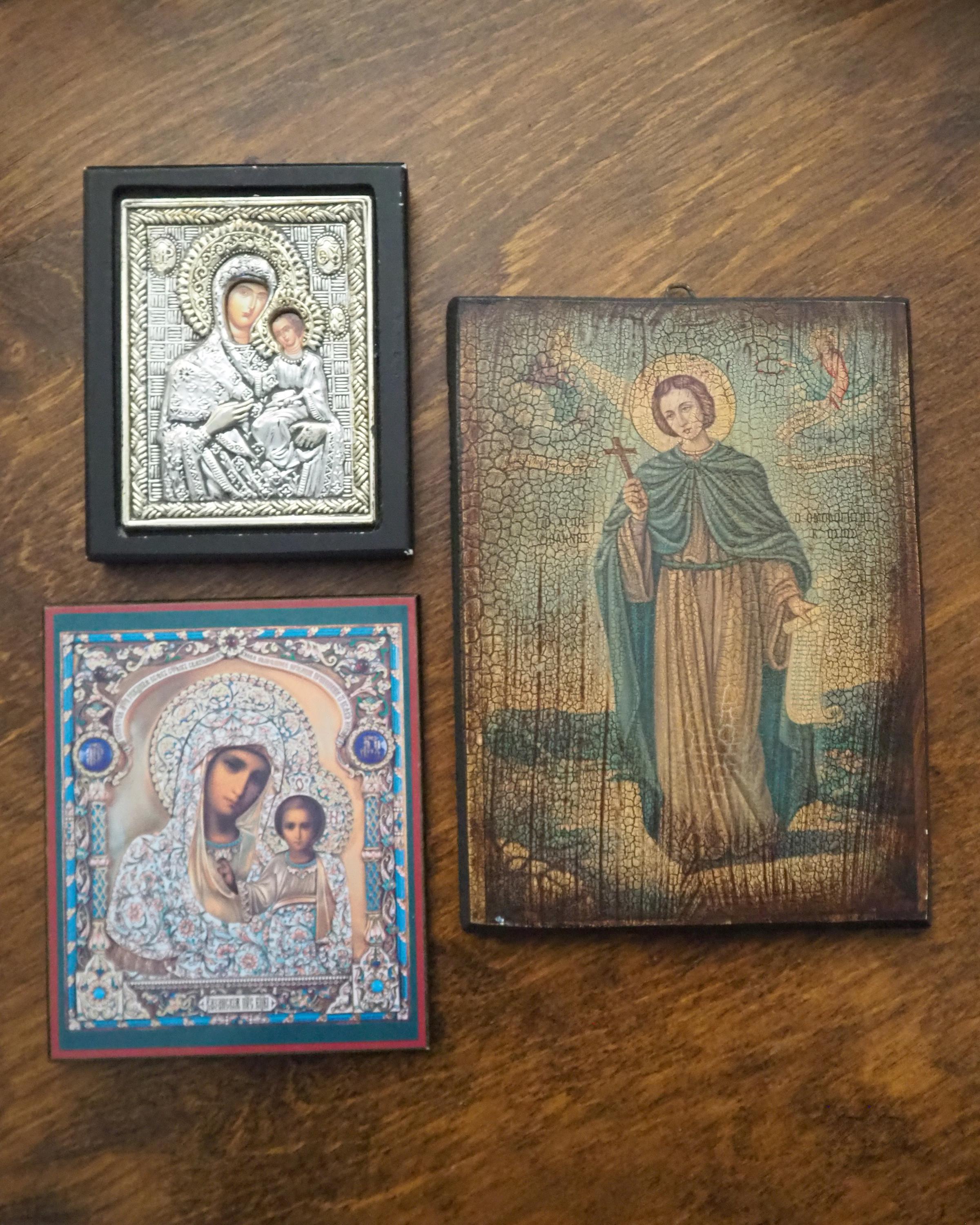 Vintage Religious Icons | Set of Three Small Vintage Orthodox