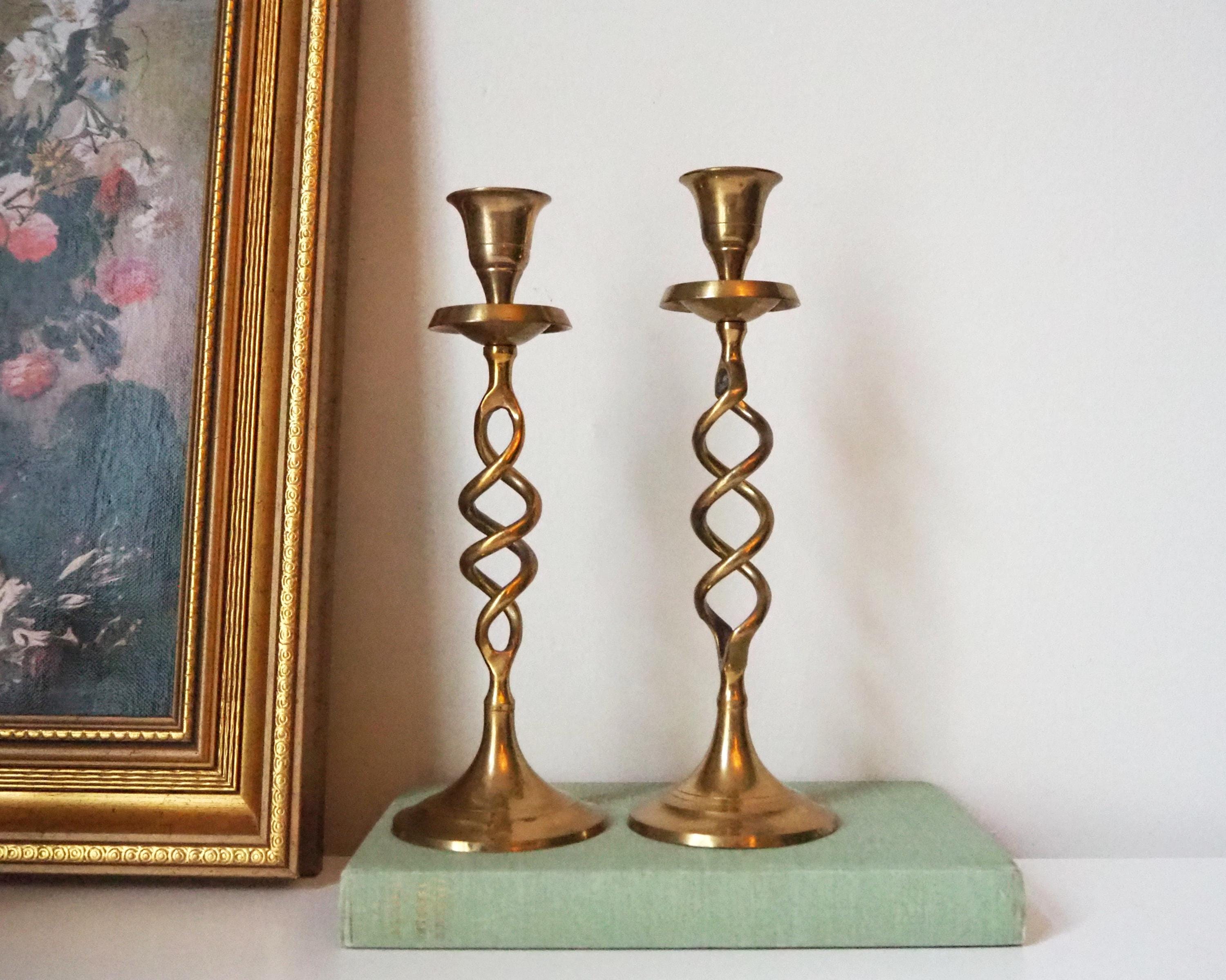 Set of Two Vintage Candlestick Holders | Brass Candlestick Holders