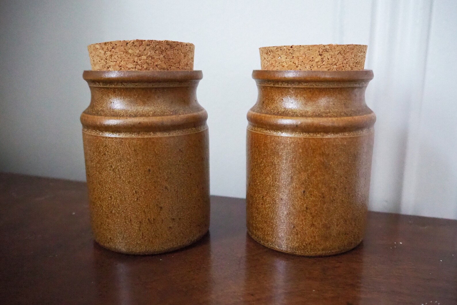 Set of Two Vintage Stoneware Jars Ceramic Jars With Cork Etsy