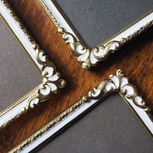 Set of three vintage photo frames | Set of three matching vintage frames | Vintage brass picture frames | Brass and white frames