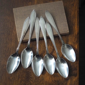 Set of six vintage tablespoons | Large vintage spoons | Vintage silver plated spoons | Vintage tablespoons | Vintage alpacca silver spoons