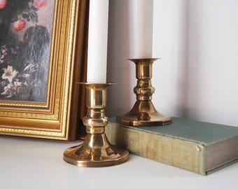 Paar vintage kandelaars | Messing kandelaars | Eenvoudige koperen kandelaars