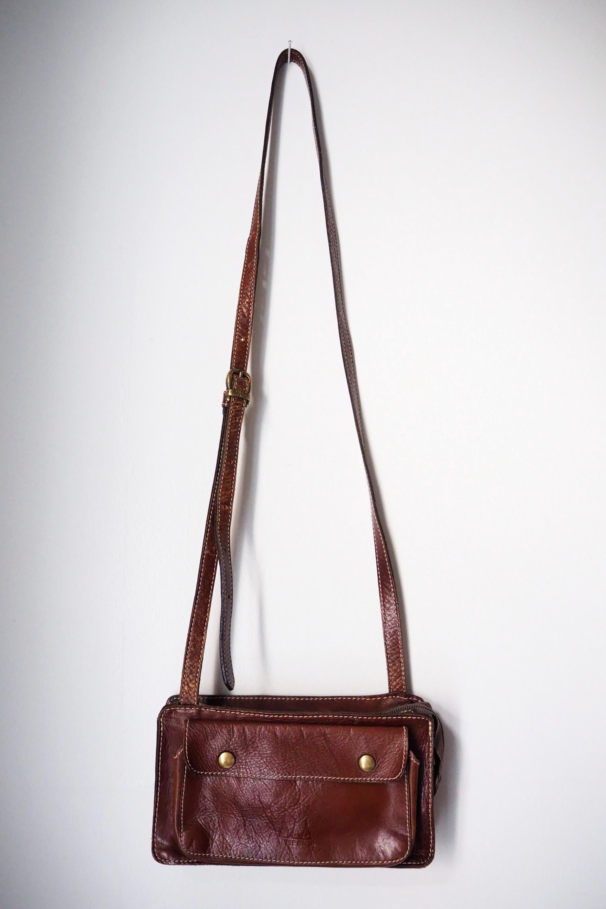 Antique Leather 1918 Art Nouveau Purse Handbag Brown , Free