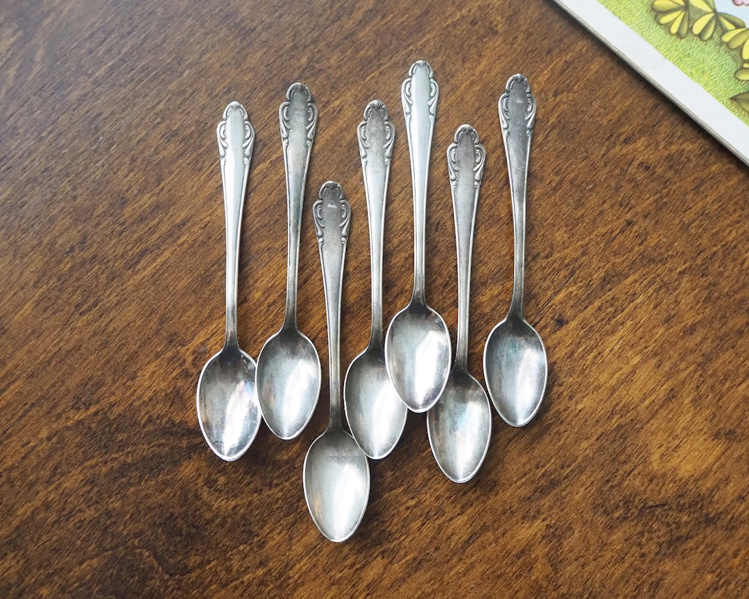 Set of Seven Vintage Demitasse Spoons Vintage Alpacca Silver Spoons