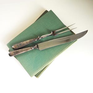 Vintage carving set | Sheffield carving knife and fork | Vintage stainless steel carving set | Alpacca silver carving set