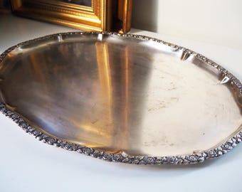 ANCIEN PLATEAU DE service rond en plaqué argent EUR 380,27 - FR