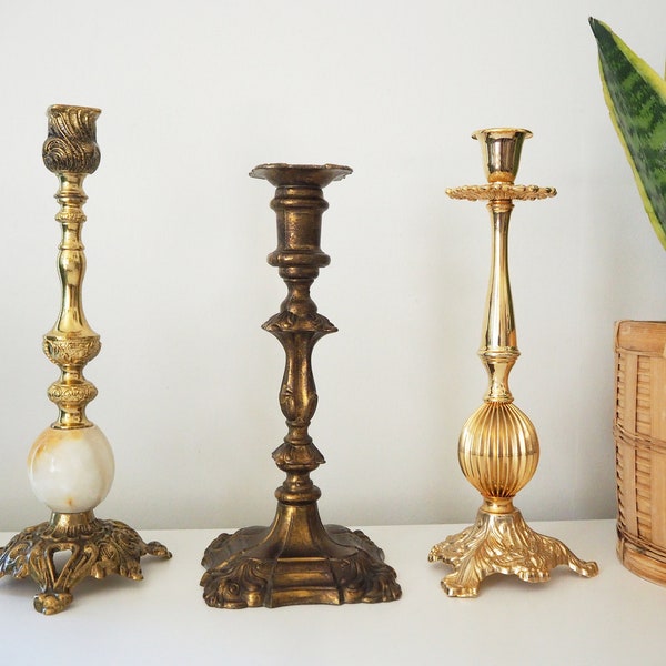 Tall Skinny Gold Candle Holder Etsy