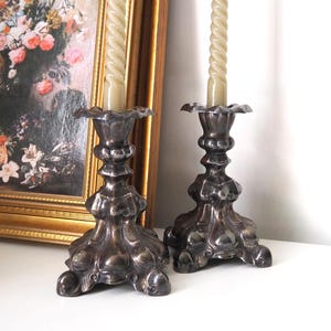 Set of two vintage candlestick holders | Alpacca silver candlestick holders | Large silver candlestick holders | Vintage candle holders