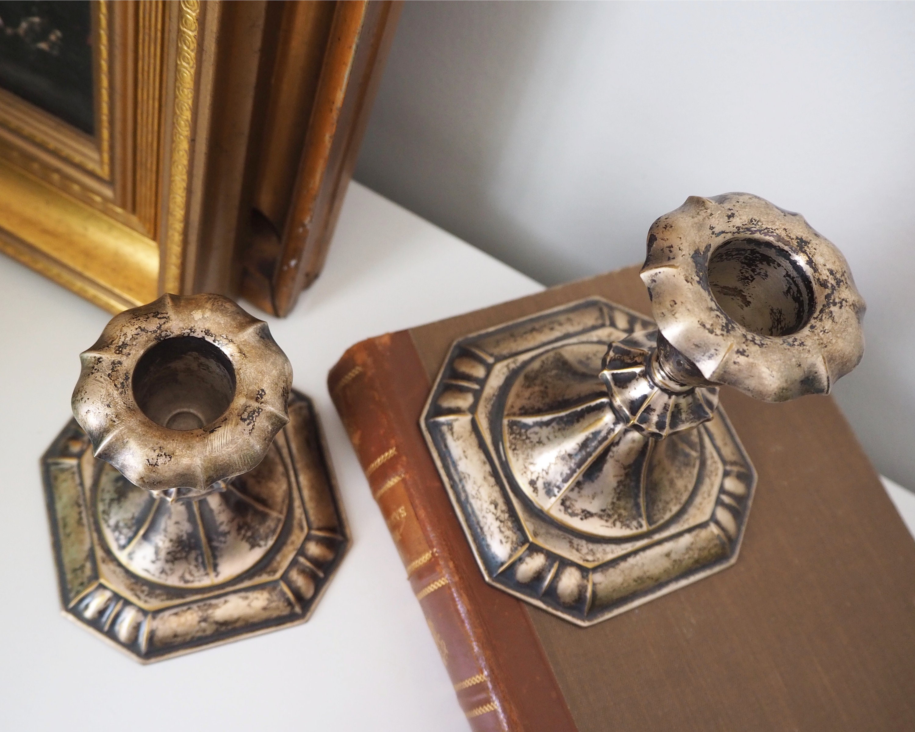 Set of Two Vintage Candlestick Holders | Silver Plated Candlestick ...