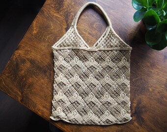 Vintage macrame bag | Macrame market bag | Macrame woven handbag | Boho macrame bag | Vintage market bag