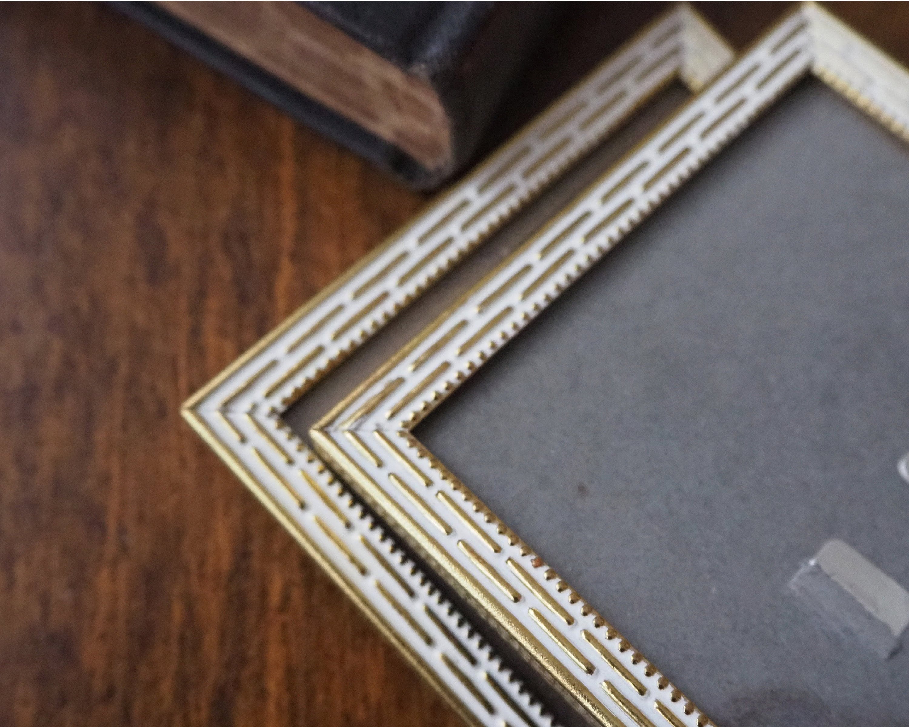 Set of Two Vintage Brass Photo Frames | Brass and White Photo Frames ...