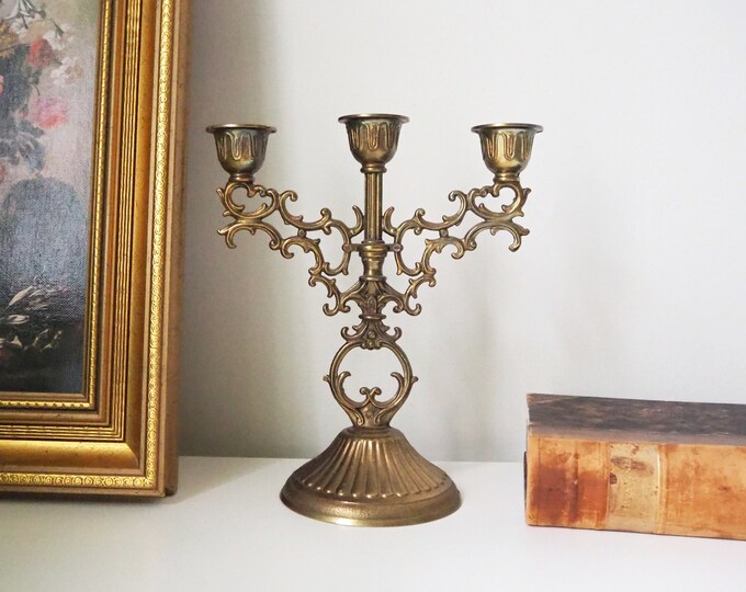 Vintage Candelabras W Ornate Brass Bases Etsy