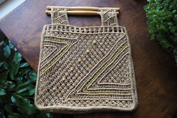 Vintage macrame bag | Macrame bag | Macrame woven… - image 1