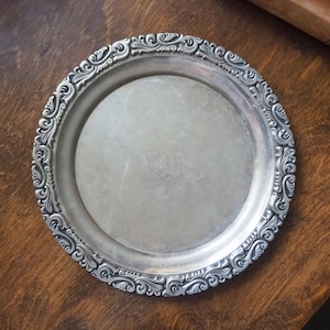 Vintage alpacca silver tray | Alpacca silver platter | Vintage serving tray | Engraved silver tray | Made in Finland