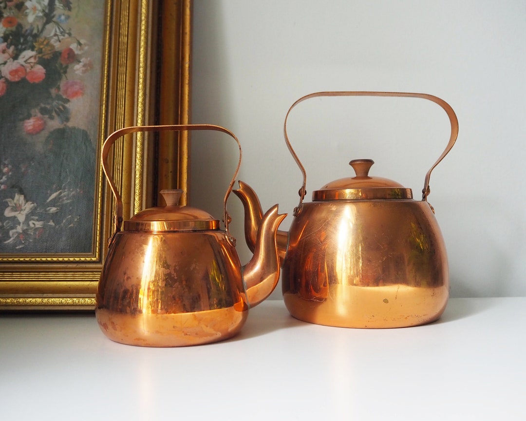 Set of Two Vintage Copper Teapots Vintage Copper Kettles Etsy