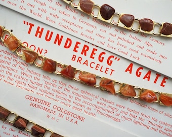 Bransoletki vintage | Bransoletki z agatu i złotego kamienia | Bransoletka z agatu Thunderegg | Oryginalne bransoletki ze złotego kamienia | Ręcznie robione w USA