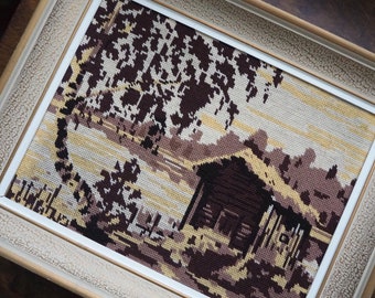 Vintage Nadelspitze Wandkunst | Landschafts Nadelspitze | Skandinavische Wandkunst | Stickarbeit Wandbehang | Landschaftsmalerei Nadelspitze
