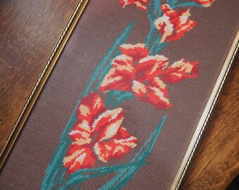 Vintage needlepoint wall art | Scandinavian wall art | Needlepoint wall hanging | Vintage wall tapestry | Handmade wall tapestry