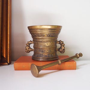 Vintage Messingmörser und Pistill | Großer Messingmörser | Vintage Messing Mörser | Großes Messing Mörser Set