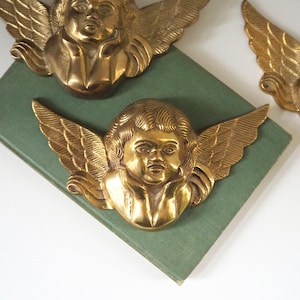 Vintage brass angel | Angel wall ornament | Vintage brass Christmas decor | Vintage angel figure | Brass cherub figure