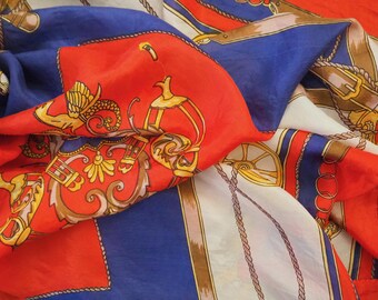 Foulard Vintage Egon Von Furstenberg - 100% Soie - Dimensions 87x89 Cm - Couleurs Bordeaux/jaune